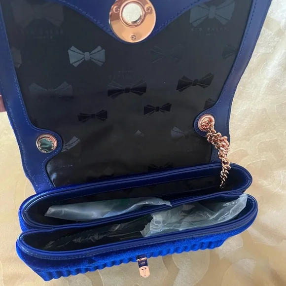 Ted Baker London Royal Blue Velvet Crossbody Bag - Picture 4 of 6